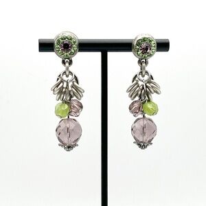Violet and Green Dangle Earrings -- made in Italy